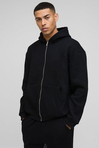 Conjunto Deportivo de 2 Piezas, Pantalón y Sudadera con Capucha y Cremallera, 100% Algodón Grueso, Estilo Holgado para Hombre, Invierno - Product Image 6