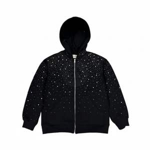 Sweat-shirt unisexe en coton 100% de haute qualité, 460g, poids lourd, écologique, avec strass, coupe ample, pour homme, hiver, extérieur, uni, teint - Product Image 1