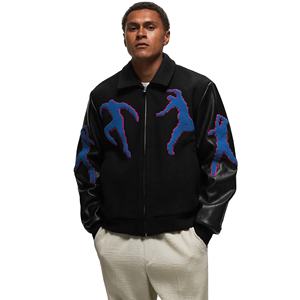 Veste Letterman d'hiver personnalisée de haute qualité Manches en laine et en cuir Col montant Broderie en chenille enduite universitaire fine longue - Product Image 1