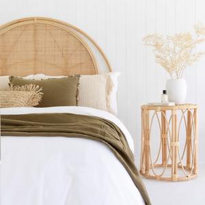 Eco Friendly Handwoven Tall <b>Rattan</b> Side <b>Table</b> Open Frame Cylindrical Design Natural Finish Wholesale Furniture For Hotel Resort - Product Image 4