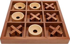 Jeu de société en bois Tic-Tac-Toe Jeu de morpion en bois, petit jeu de voyage avec pièces fixes - Product Image 5
