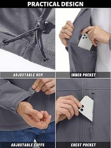 เสื้อกันลมกันลมกันหนาวสำหรับผู้ชายผ้าฟลีซกันน้ำมีซิประบายอากาศสำหรับเดินป่ากลางแจ้ง - Product Image 6