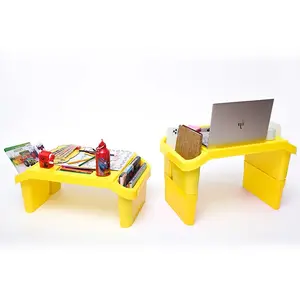 Meja belajar laptop plastik dapat ditumpuk anak-anak dengan dudukan telepon laptop meja rumah untuk siswa sekolah dasar meja belajar