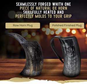 Chope Viking en Corne avec 4 Verres à Shot, Authentique, Fait Main, Écologique, Style Animal, Chope Viking, Noël, Bière, Vin, Miel, Amateurs - Product Image 2