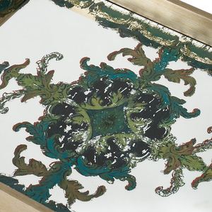 Plateau de service rectangulaire en bois émaillé de luxe avec impression florale antique, plateau de vanité décoratif pour la maison, l'hôtel, cadeau - Product Image 5