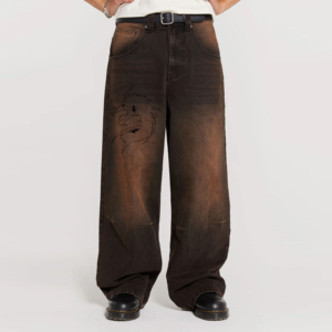 <b>Men's</b> Vintage Style <b>Jean</b> Denim Pants New Fashion <b>Flared</b> Baggy Oversize Pocket Wholesale Streetwear Factory OEM Service - Product Image 5