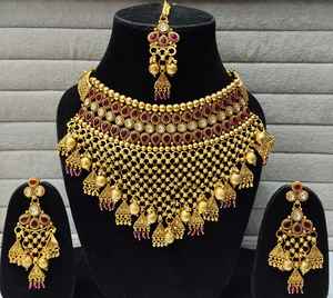Trending Jewellery Studded Traditional Bridal <b>Necklace</b> With Gold Plated Anti Tarnish Indian Women Jewellery Wholesale Customise - Product Image 5