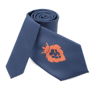 Özel Uygun Fiyatlı Mikrofiber Kravat Dokuma Jakarlı Aslan Logolu Kravatlar Turuncu ve Lacivert Kurumsal Kravat - Product Image 2