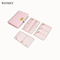 WEIMEI Wasserdichter Faltbarer Reise-Schmuckorganizer Etui Buch-Ringbinder Schmuckaufbewahrungstasche mit Transparentem Reißverschluss Samtbeutel