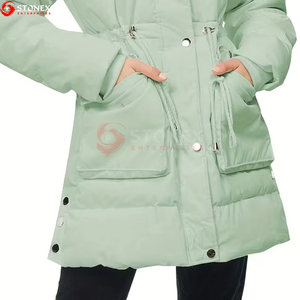 High Quality Women's <b>Winter</b> Parka Hooded <b>Thick</b> Warm Long Breathable Knitted Coated 100% Polyester <b>Coats</b> - Product Image 6