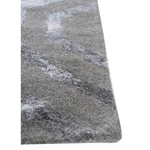 Alfombra de Lana y Viscosa con Diseño Geométrico Gris y Negro, Hecha a Mano, para el Hogar, Modelo TR-14615 - Product Image 4