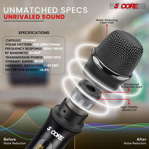 5Core <b>Wireless</b> <b>Microphone</b> Pair UHF Handheld Microfonos Inalambricos Cordless Mic - Product Image 6