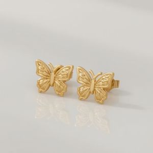 Boucles d'oreilles clous papillon en or 18 carats et platine pour femmes, bijoux fins de luxe, tendance, élégants, OEM Thaïlande - Product Image 2