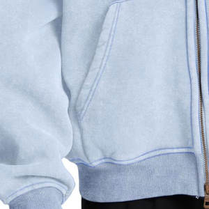 Sweats à capuche personnalisés en coton mélangé poids lourd 100% pour homme sans ficelle Vintage lavé fermeture éclair hiver lavage à l'acide sweats à capuche surdimensionnés - Product Image 6