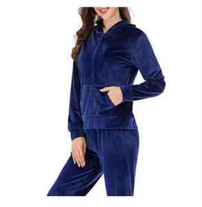 Ensemble de survêtement en molleton décontracté d'hiver personnalisé avec logo brodé en diamant et strass 2026, ensemble 2 pièces, survêtement violet pour femmes, taille haute - Product Image 5