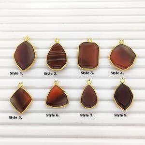 Vente en gros d'agate à bandes pierre précieuse inégale diamant forme lunette pendentif à breloque-pendentif fait main en argent 925 - Product Image 2