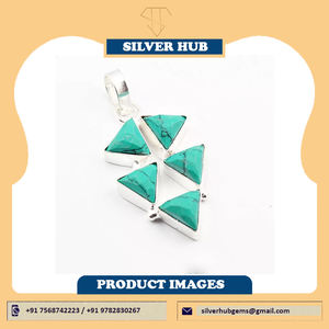 Venta caliente Silver Hub 925 Sterling Silver Turquoise Gemstone Jewelry Colgante hecho a mano para la venta en precio al por mayor - Product Image 2
