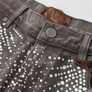 กางเกงขาสั้นพลอยเทียมสำหรับผู้ชายกางเกงขาสั้นผ้าฝ้าย100% ลายพระอาทิตย์จาง - Product Image 4