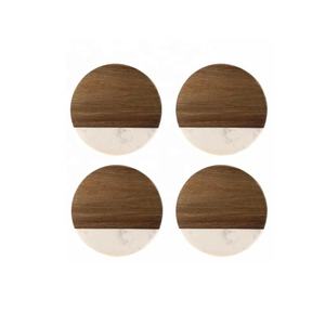 Ensemble de 4 sous-verres en marbre et bois de conception moderne pour le café, la boisson et le thé pour la table de Dinig - Product Image 2