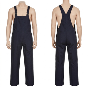 Mens <b>Work</b> Bib <b>Pant</b> 280 GSM Cotton Polyester Twill Royal Blue Reflective Leg Bands Custom Embroidery Print Logo - Product Image 6