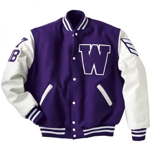 Parches de chenilla personalizados de alta calidad, chaqueta universitaria de cuero de lana de béisbol Bomber para hombre de Letterman College para hombre, personalizada - Product Image 1