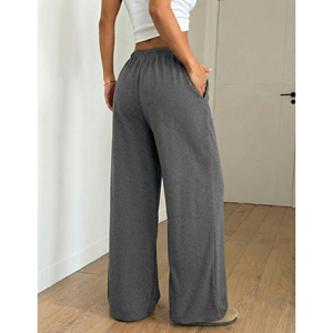 Pantalones Jogger Holgados de Algodón 100% Liso para Mujer al por Mayor con Cordón, Cintura Alta, Forro Polar, Estilo Urbano, Pantalones de Chándal para Mujer - Product Image 2