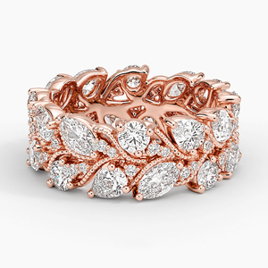 Bague de luxe pour femme en argent 925, large bande, design floral en feuille, diamant moissanite marquise, pour les mariages et les fêtes - Product Image 5