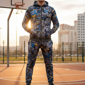 Conjunto deportivo ligero de camuflaje para hombre Urban Trend, ropa deportiva de corte relajado para fitness, correr y uso diario. - Product Image 6