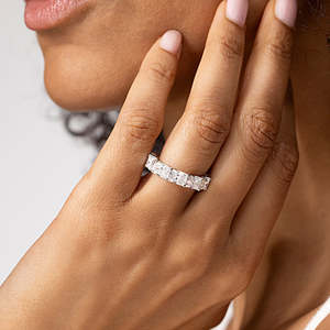 Bague en or jaune plaqué rhodium avec pierre précieuse taille marquise - Product Image 3