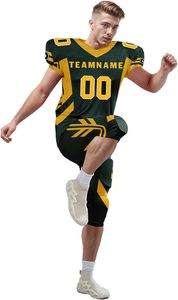 Uniformes de Fútbol Americano Personalizados al por Mayor de Alta Calidad, Uniformes de Club para Adultos con Logotipo Personalizado, Colores Personalizados, 100% Poliéster, Manga Corta, OEM - Product Image 5