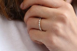 Baguette แหวนแต่งงานผู้หญิงเพชรโตในห้องปฏิบัติการ7 2024สั่งทำแหวนแต่งงานทองคำ14K จับคู่กับงานแต่งงาน - Product Image 6