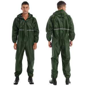 Nylon <b>Waterproof</b> One Piece Work Coveralls Hooded Raincoat Unisex Reflective <b>Overall</b> <b>Waterproof</b> Protective Working Uniform - Product Image 4
