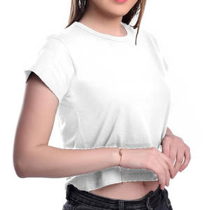 เสื้อยืดเอวลอยสำหรับผู้หญิงผ้าคอตตอนโพลีเอสเตอร์ดีไซน์ล่าสุดฤดูร้อน - Product Image 2