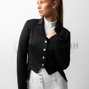 Veste de concours d'équitation élégante pour femmes fabriquée avec une silhouette ergonomique mince tissu léger et respirant coutures renforcées et confort - Product Image 1