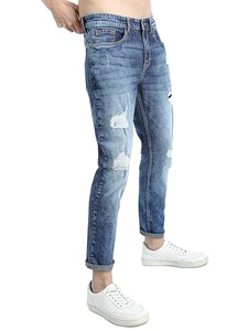 Nuevos pantalones desgastados de alta calidad para hombre, pantalones vaqueros azules con estampado personalizado para hombre, pantalones vaqueros de calle de talla grande, ajustados y personalizados - Product Image 4