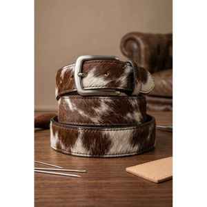 Cinturón de Cuero Genuino de Vaca para Hombre, Hebilla de Latón Hecha a Mano, Formal, Diario, Clásico - Product Image 2