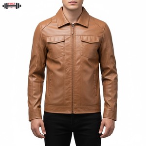 Chaqueta Bomber de Cuero Transpirable de Alta Calidad, Ecológica, Impermeable, con Acabado de Primera Calidad, Talla Grande, Estilo Urbano, con Rayas de Pana - Product Image 1