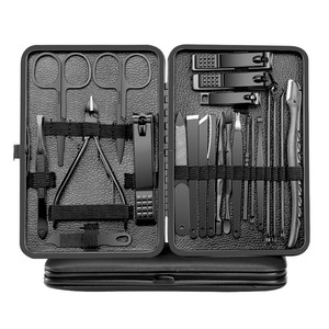 Nouvel ensemble de coupe-ongles en acier inoxydable noir King Kong, ensemble d'outils de manucure de 23 pièces - Product Image 4