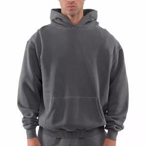 Sweat-shirts pour hommes pas chers, 100% coton molletonné, uni, teint, chaud, avec poche, pour un usage quotidien, disponible en plusieurs couleurs - Product Image 2