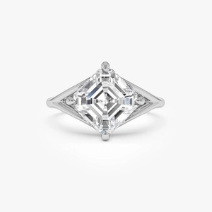 Magnificent Asscher Cut Lab Grown Diamond Engagement Ring 3.00 Ct E-F VS1 14K Gold <b>Bridal</b> Wedding Engagement Party Wear - Product Image 3