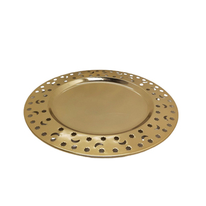 Servir plaque ronde en fer couleur or plaque décorative de taille moyenne pour la décoration de fête et de mariage en vrac personnalisé - Product Image 4