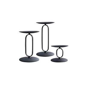 Bougeoir conique noir moderne pour balcon décoration bureau bureau et comptoir décor bougeoir bâtons - Product Image 4