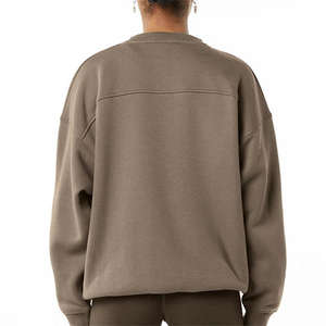 Sudadera de lana de gran tamaño de alta calidad para mujer, Sudadera con capucha larga de Terry activa informal con cuello redondo y hombros caídos con logotipo personalizado - Product Image 6