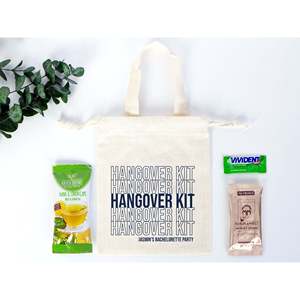 Custom Bachelorette Party Survival Pouch Solid Color Hangover Kit & Recovery Tote <b>Bag</b> with <b>Drawstring</b> Closure - Product Image 2