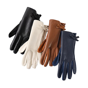 Women's Customized Winter Warm <b>Gloves</b> <b>Lady</b> Genuine High Quality Lambskin <b>Leather</b> Soft Lining <b>Gloves</b> - Product Image 1