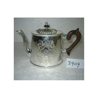Ensemble de théière en argent pur plaqué, 1000 ml, écologique, 3 pièces, avec logo personnalisé ~ Style américain, vaisselle en argent pour thé/café, Inde