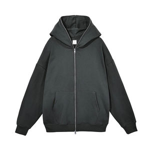 Fournisseur de sweats à capuche en molleton surdimensionnés à fermeture éclair intégrale, 100 % coton, avec logo personnalisé, pour homme et femme, vêtements décontractés, vente en gros - Product Image 1