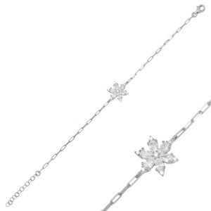 Flower Design Marquise Cut Zircon Stone <b>Charm</b> Bracelet Turkish Handmade Gold Plated 925 Sterling Silver Jewelry for Gift Party - Product Image 5