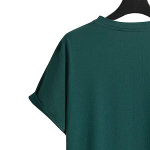 T-shirt décontracté à manches courtes et col rond vert foncé pour homme – Confortable et uni, coupe classique, idéal pour l'été - Product Image 4