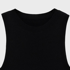 เสื้อกล้าม2025เอวลอยคอกลมสำหรับผู้หญิงเสื้อกล้ามสำหรับใส่เล่นกีฬาถักแบบเรียบง่ายสีพื้น - Product Image 6